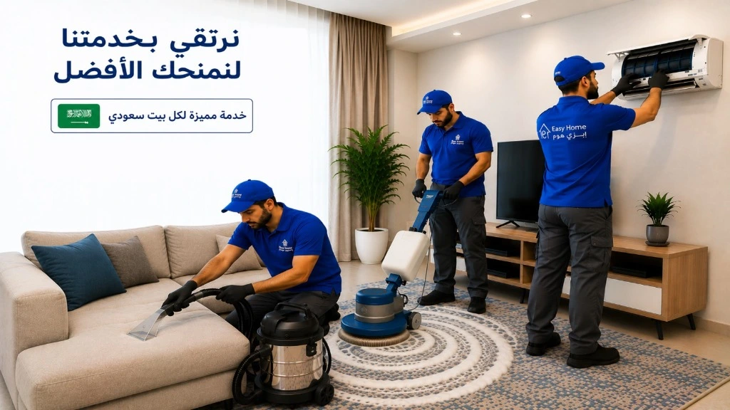فريق إيزي هوم ينظّف الكنب والسجاد ويغسل مكيفاً داخل صالة منزل
